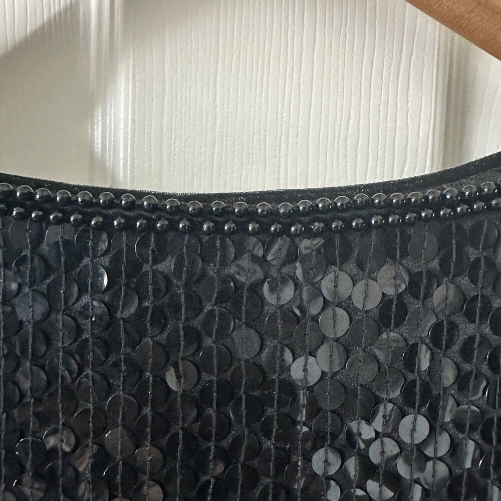 vintage 90s black sequin beaded cocktail dress size 10 evening holiday party - Picture 11 of 13